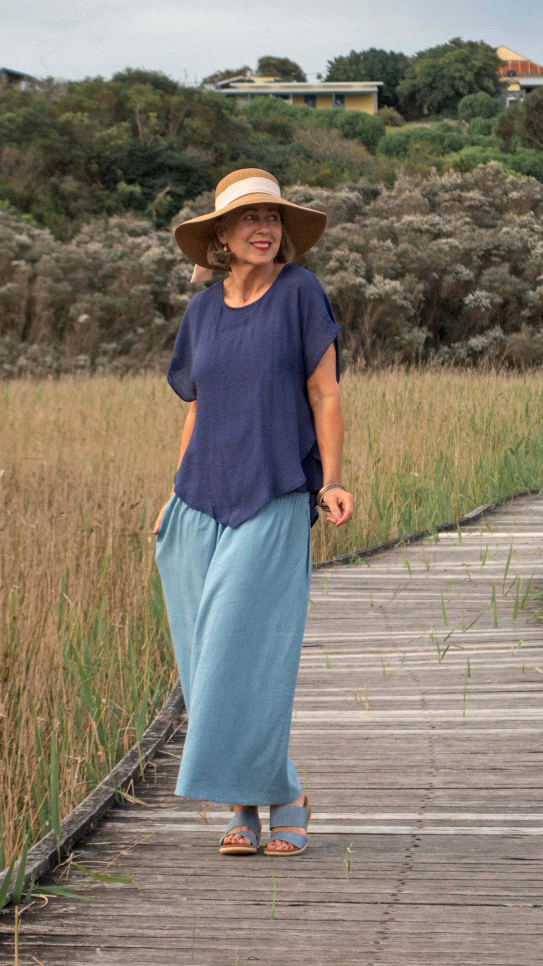 LAST CHANCE Linen 2 in 1 Skirt Dress in Sky