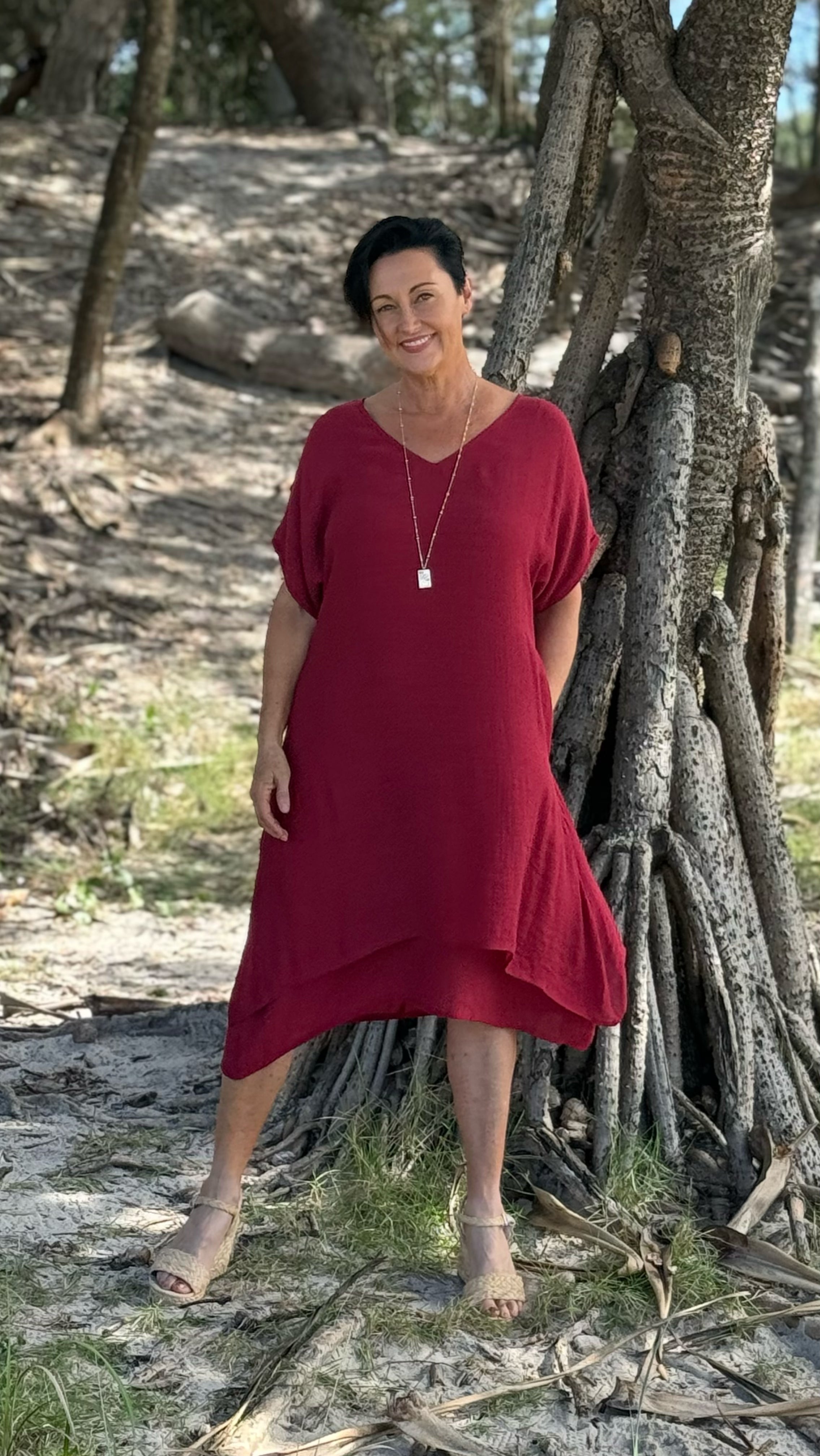 NEW Colour Chelsea Dress in Dark Red