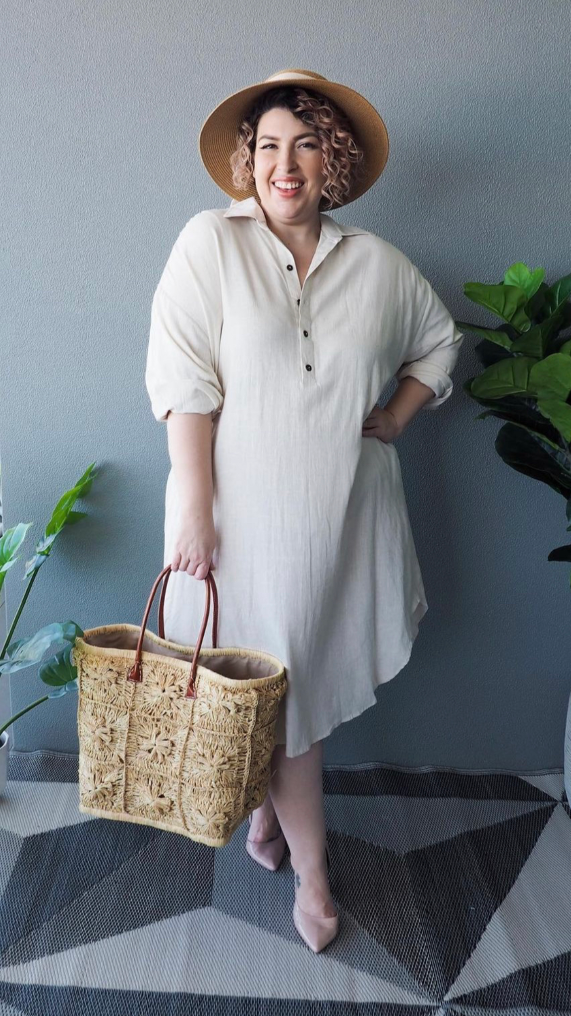 Linen Shirt Dress in Sand