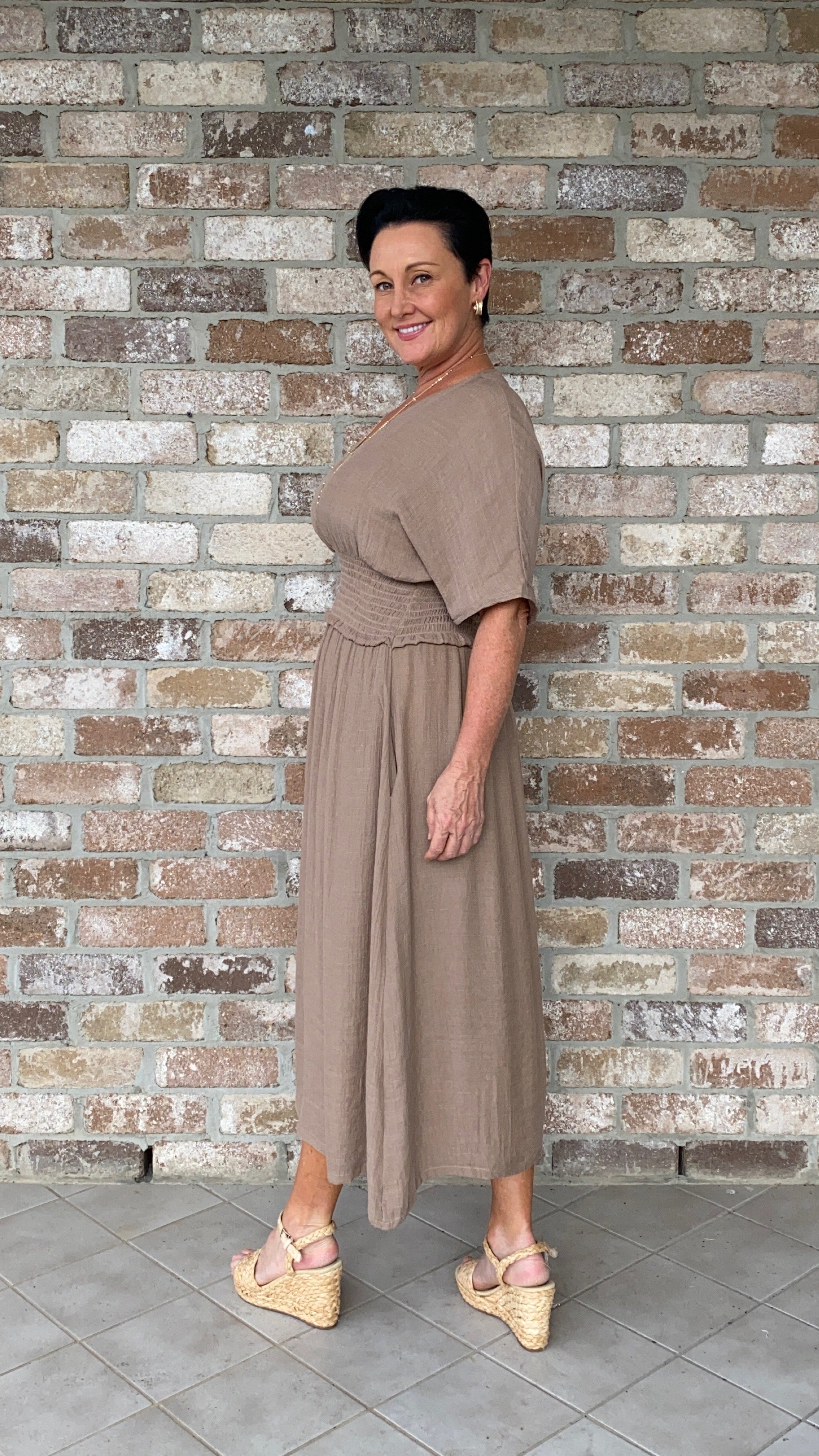 NEW to SALE Poppy Dress in Latte