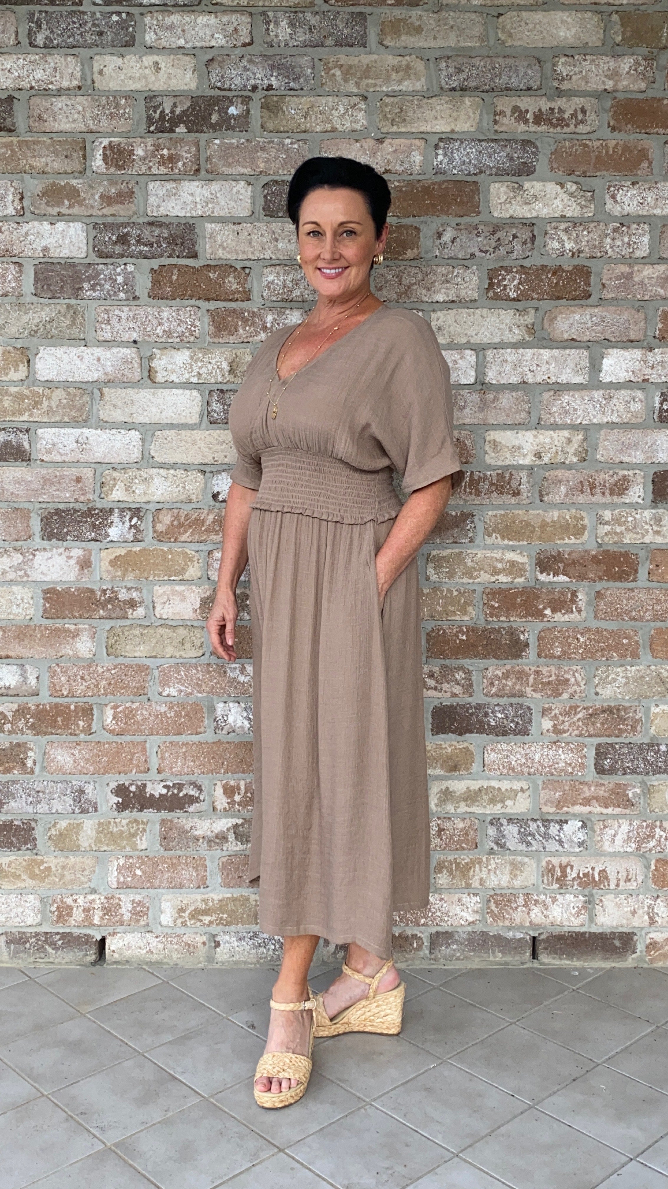 NEW to SALE Poppy Dress in Latte